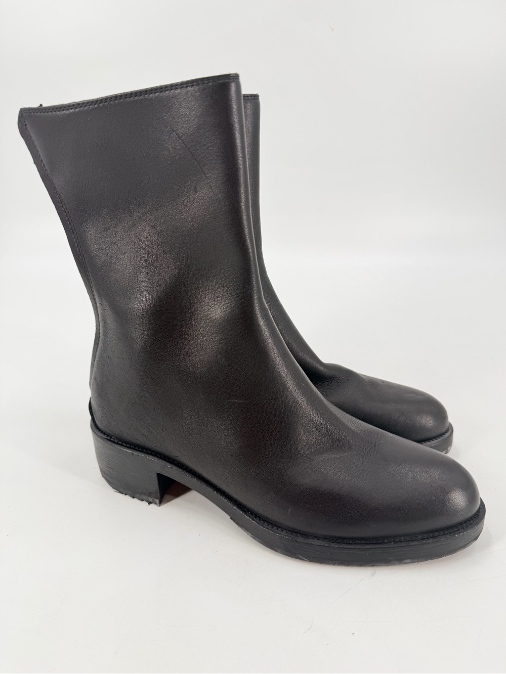Haider Ackermann Black Leather Quiet Luxury Zip Boots 36.5